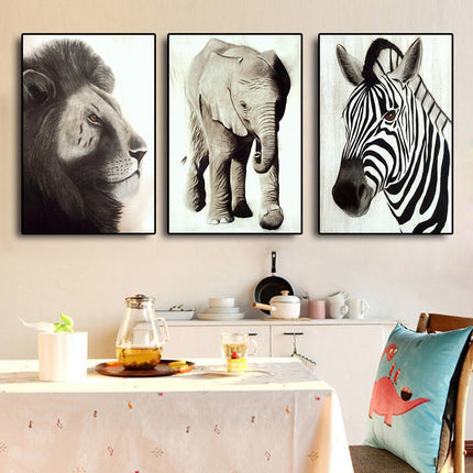 Wild Safari Friends: Cartoon Animal Canvas Poster 