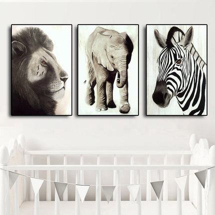 Wild Safari Friends: Cartoon Animal Canvas Poster 