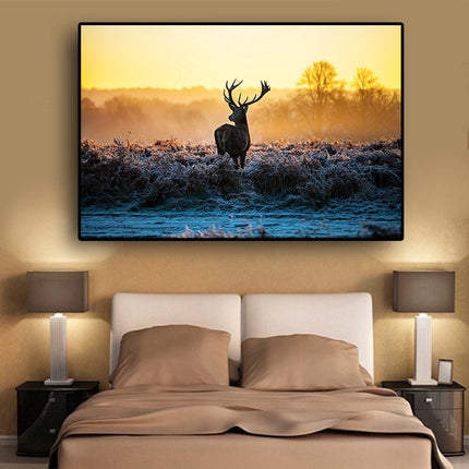 Wild Serenity: Sunset Milu Deer Wild Animal Wall Poster 