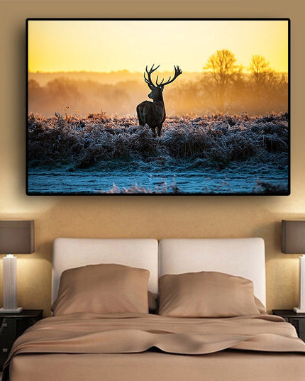 Wild Serenity: Sunset Milu Deer Wild Animal Wall Poster 