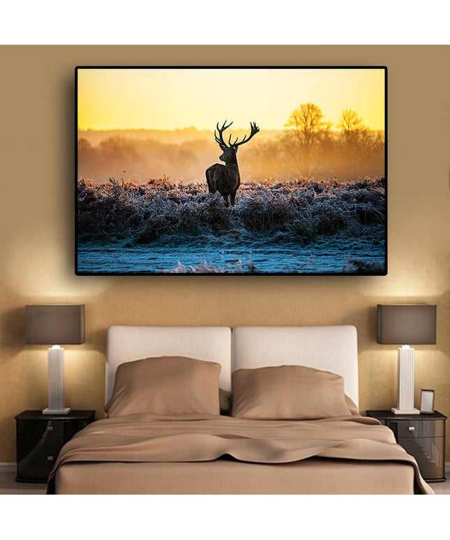 Wild Serenity: Sunset Milu Deer Wild Animal Wall Poster 