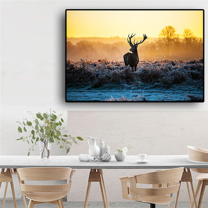 Wild Serenity: Sunset Milu Deer Wild Animal Wall Poster 