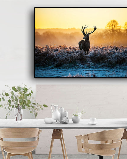 Wild Serenity: Sunset Milu Deer Wild Animal Wall Poster 