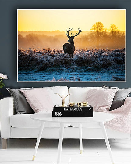 Wild Serenity: Sunset Milu Deer Wild Animal Wall Poster 