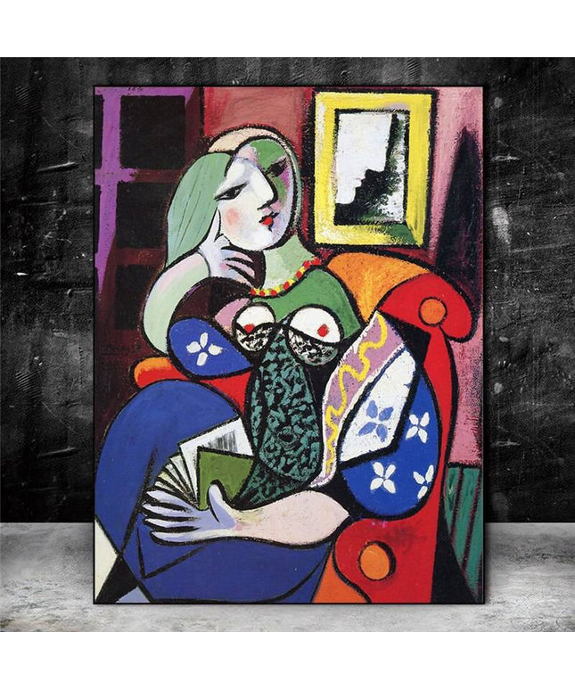 Woman With Book by Picasso Canvas Art Print - Stylish & Artistic Wall Decor