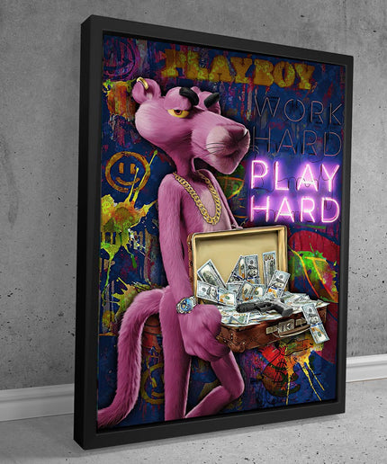 Work Hard, Play Hard with The Pink Panther - Graffiti Canvas Poster Wall Poster