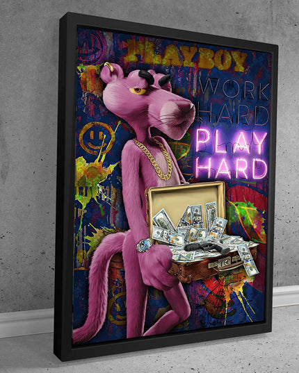 Work Hard, Play Hard with The Pink Panther - Graffiti Canvas Poster Wall Poster