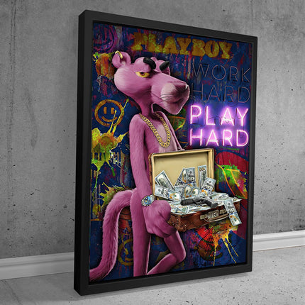 Work Hard, Play Hard with The Pink Panther - Graffiti Canvas Poster Wall Poster