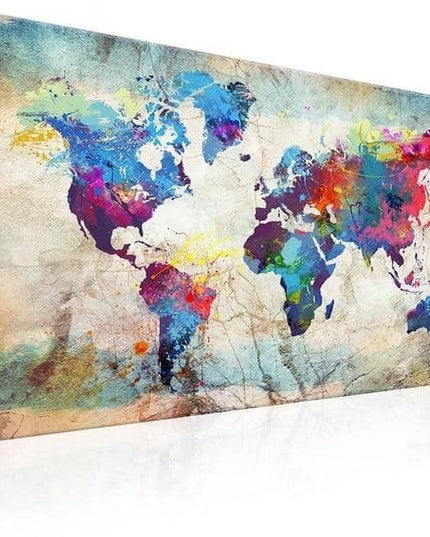 World Map Canvas Art Print - Stylish & Artistic Wall Decor for Home or Office