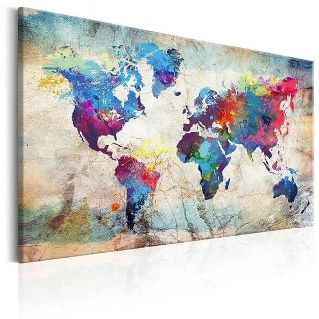 World Map Canvas Art Print - Stylish & Artistic Wall Decor for Home or Office