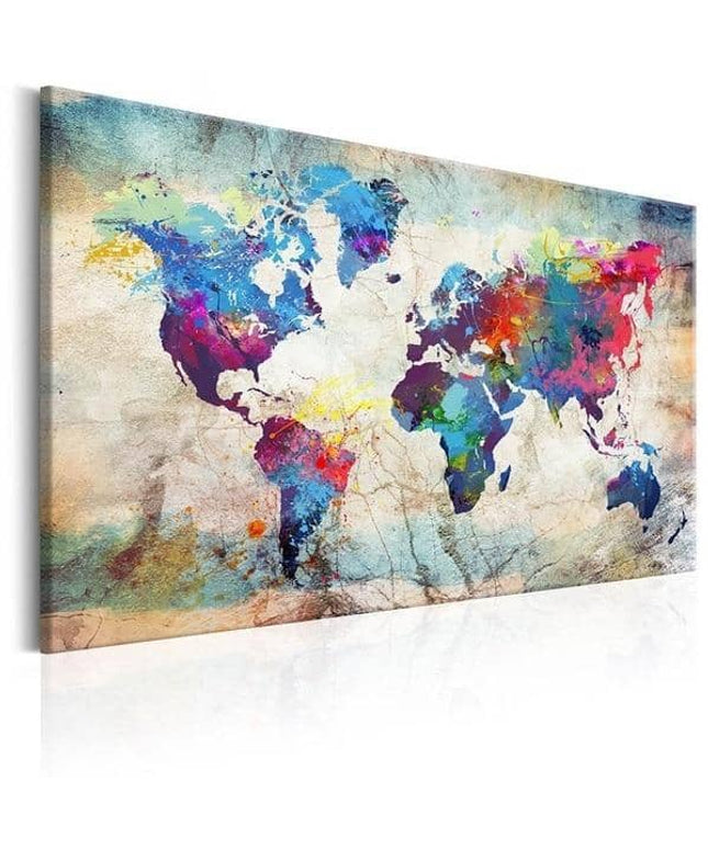 World Map Canvas Art Print - Stylish & Artistic Wall Decor for Home or Office