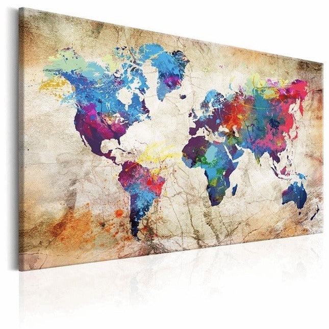 World Map Canvas Art Print - Stylish & Artistic Wall Decor for Home or Office