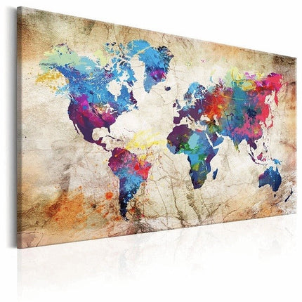 World Map Canvas Art Print - Stylish & Artistic Wall Decor for Home or Office